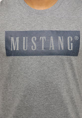 Mustang Style Alex C Logo Tee Męski T-Shirt Koszulka Nadruk Mid Grey Melange 1013223 4140